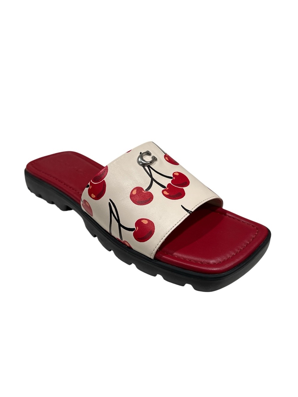 Coach Florence Cherry Print Red Slide Sandal - Women's Casual Slip-On